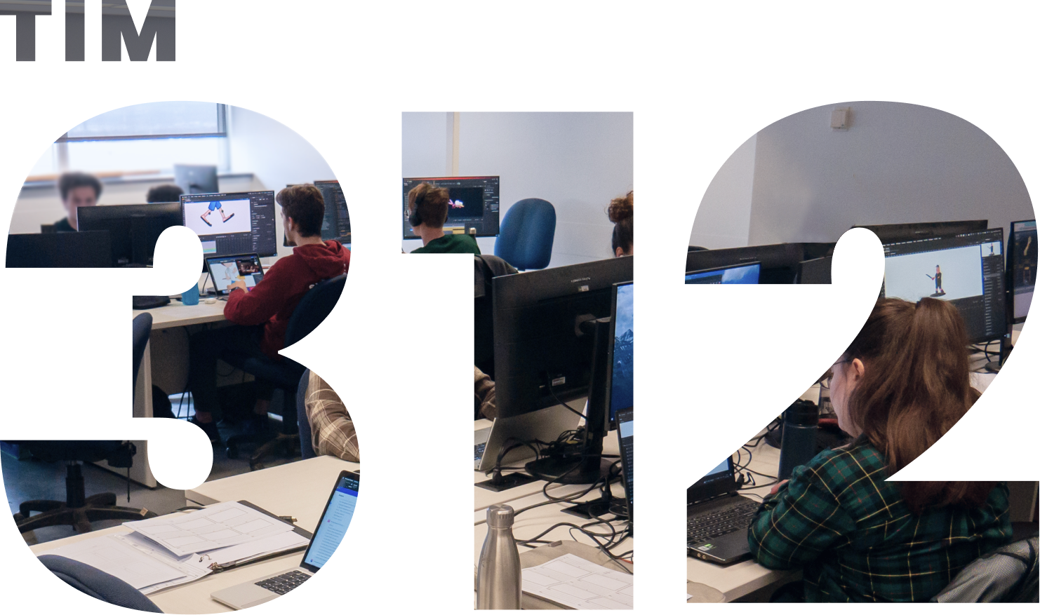 Image qui présente la classe C-312  et ses étudiants du programme des Techniques d'intégration multimédia